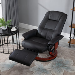HOMCOM Faux  Leather lounge chair with footrest and armrest, Manual Swivel Recliner for living room, Black