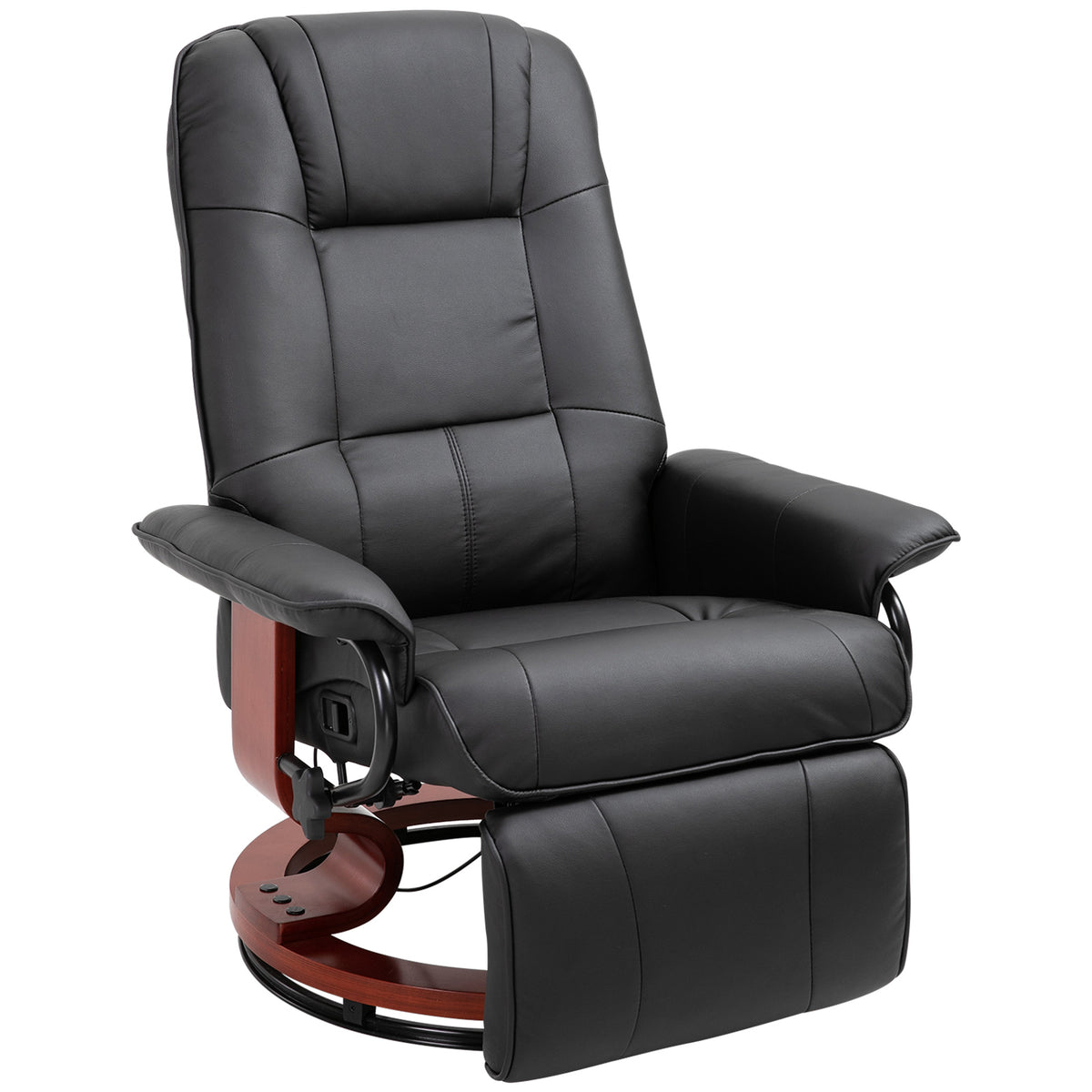 HOMCOM Faux  Leather lounge chair with footrest and armrest, Manual Swivel Recliner for living room, Black
