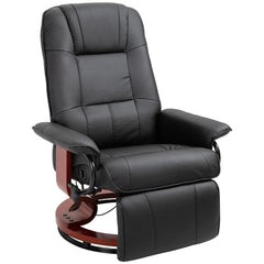 HOMCOM Faux  Leather lounge chair with footrest and armrest, Manual Swivel Recliner for living room, Black