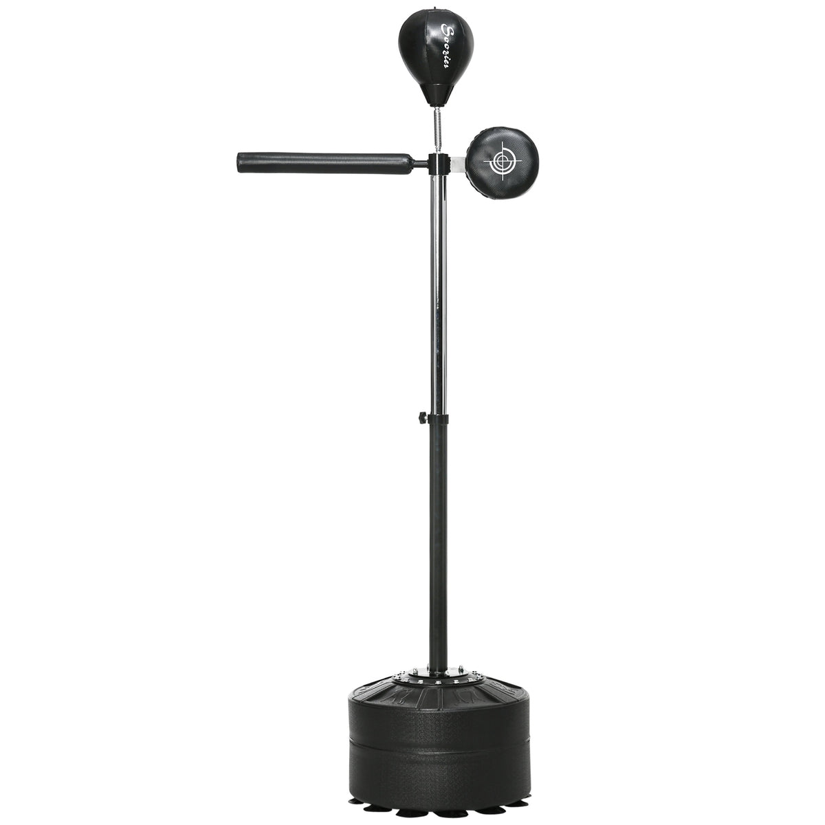 Soozier Free Standing Boxing Bag with Stand, Punching Speed Bag Reaction Bar Challenge with Suction Cups, 64-81in Adjustable Height for Teenagers and Adults, Black