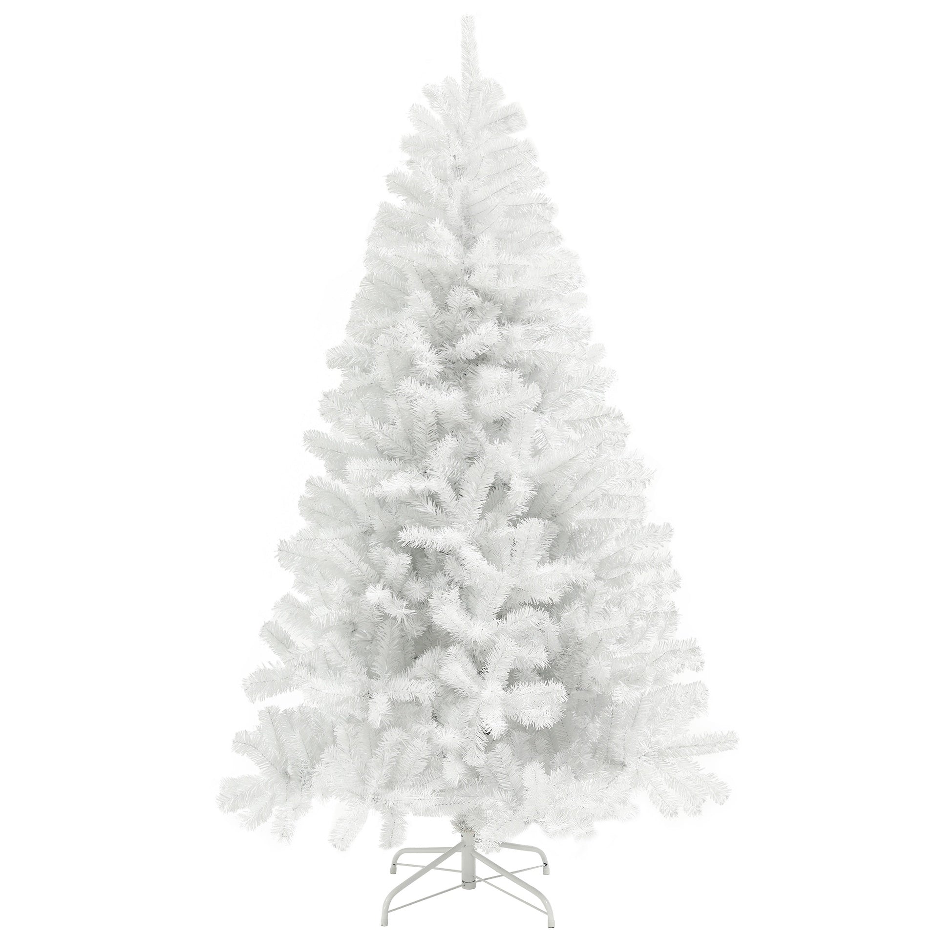 HOMCOM 9ft Unlit Artificial White Christmas Tree, Holiday Decor with 2132 Branch Tips, Auto Open and Steel Base