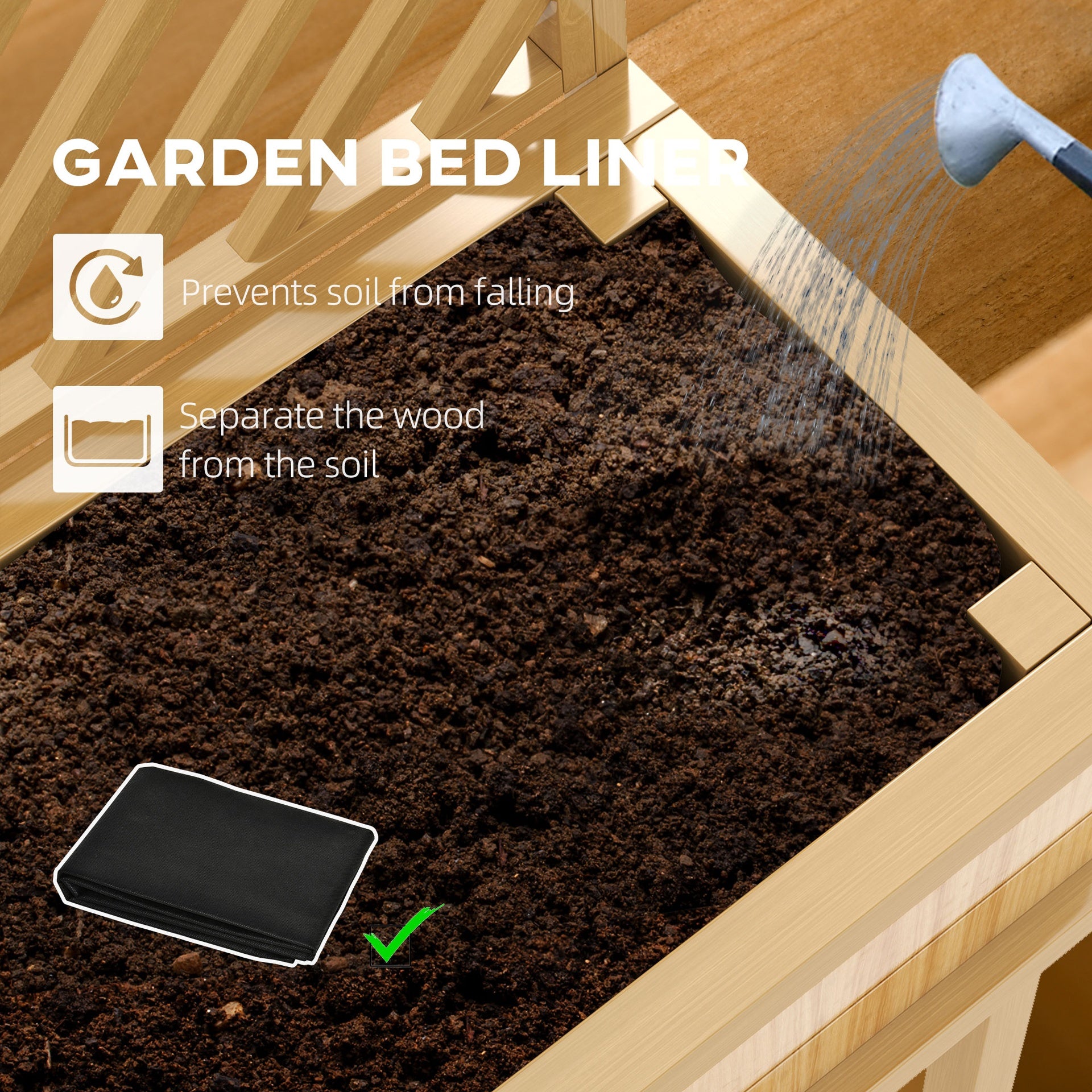 Outsunny Elevated Wood Planter with Trellis for Climbing Plants, Raised Garden Bed with Legs and Drainage Holes, Natural Wood