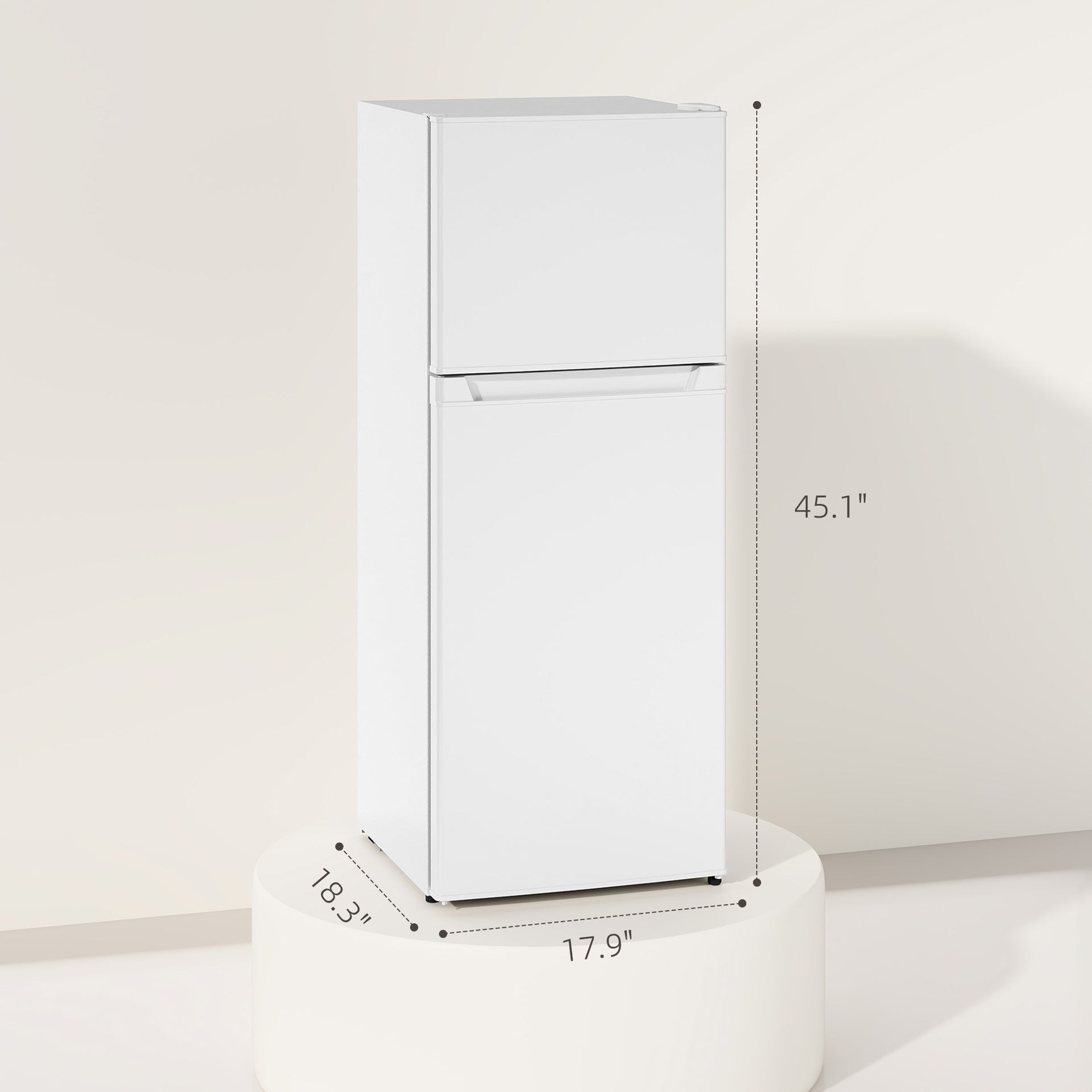 HOMCOM Small Fridge with Freezer, 4 Cu Ft Refrigerator with Reversible Doors, White
