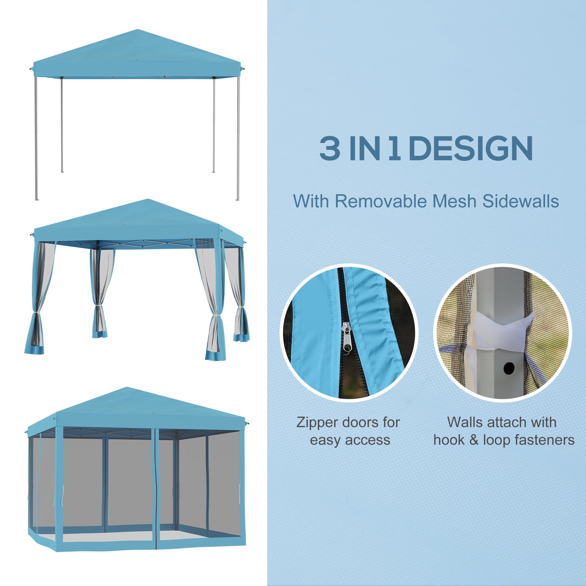 Outsunny 10 x 10 Pop Up Canopy Tent, Outdoor Patio Gazebo with Netting, Carry Bag Included