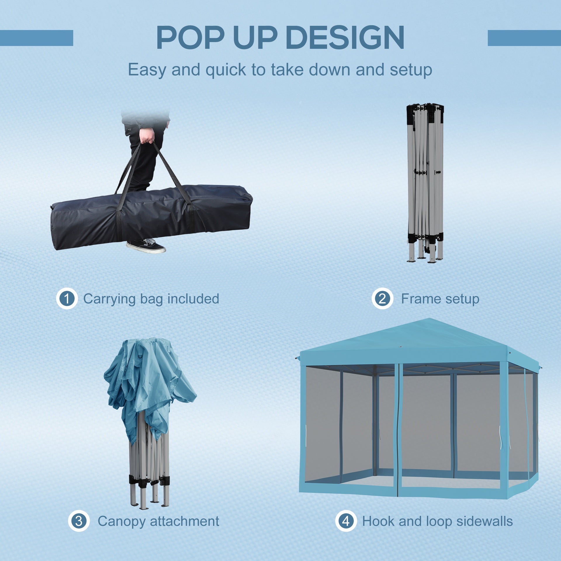 Outsunny 10 x 10 Pop Up Canopy Tent, Outdoor Patio Gazebo with Netting, Carry Bag Included