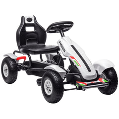 Aosom Kids Pedal Go Kart W/ Adjustable Seat, Rubber Wheels, White