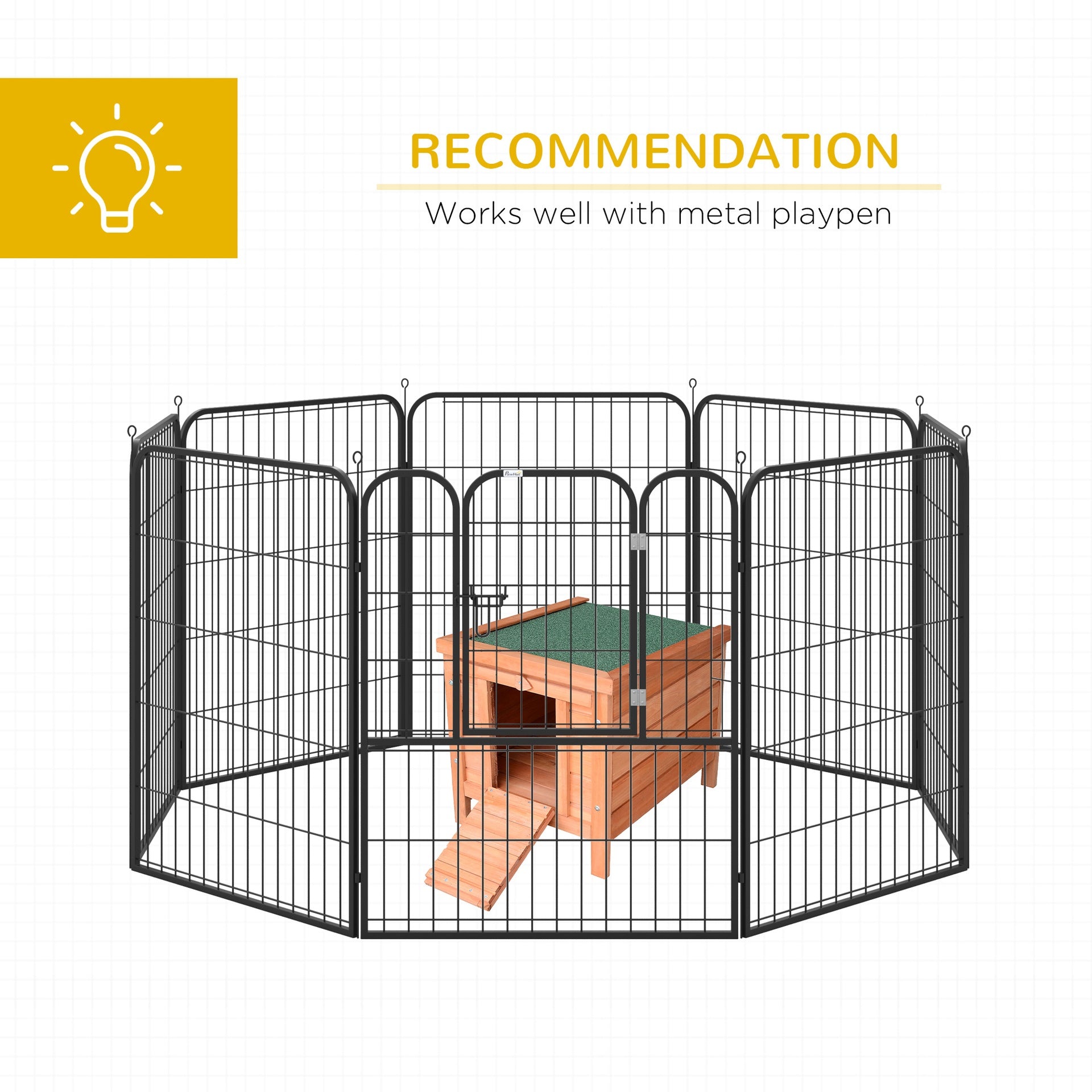 PawHut Small Wooden Rabbit Hutch Bunny Cage Guinea Pig Cage Duck House Dog House with Openable & Waterproof Roof, for Rabbits, Chickens, Ducks, Natural