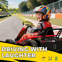 Qaba 24V 7AH Kids Electric Go Kart, 8.1 MPH Battery Powered Drift Kart with Dual Motors, Soft Start for 8-12 Years, Red