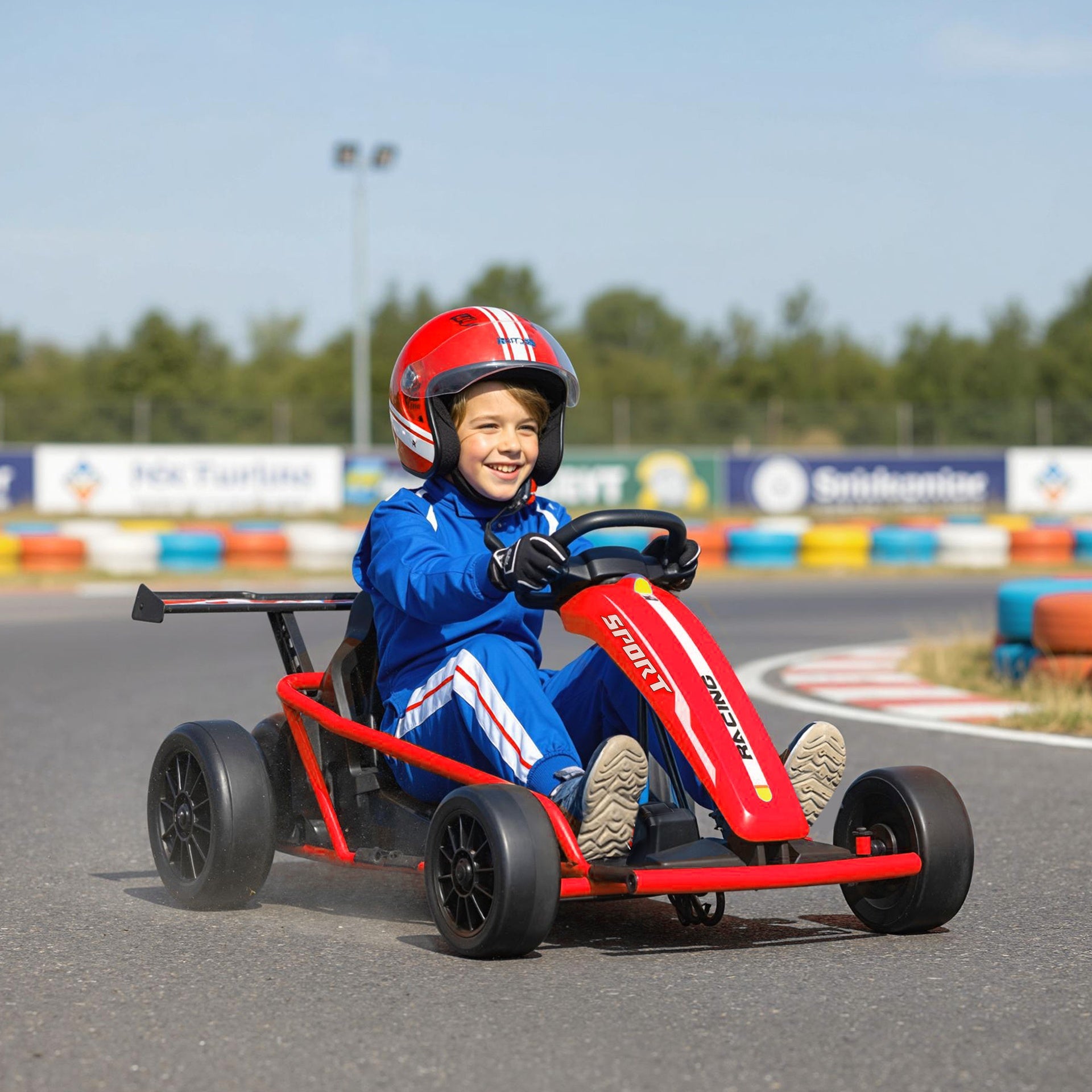 Qaba 24V 7AH Kids Electric Go Kart, 8.1 MPH Battery Powered Drift Kart with Dual Motors, Soft Start for 8-12 Years, Red