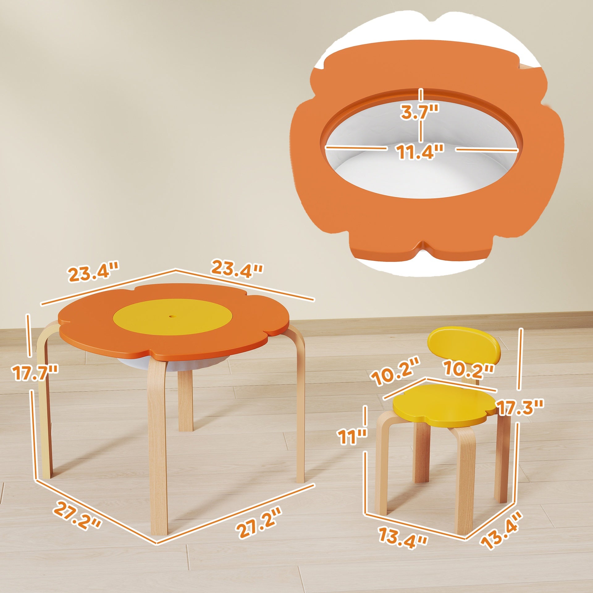 Qaba 5 Piece Kids Table and Chairs Set, Toddler Table and Chair Set with Built-in Storage, for Nursery, Living Room, Playroom