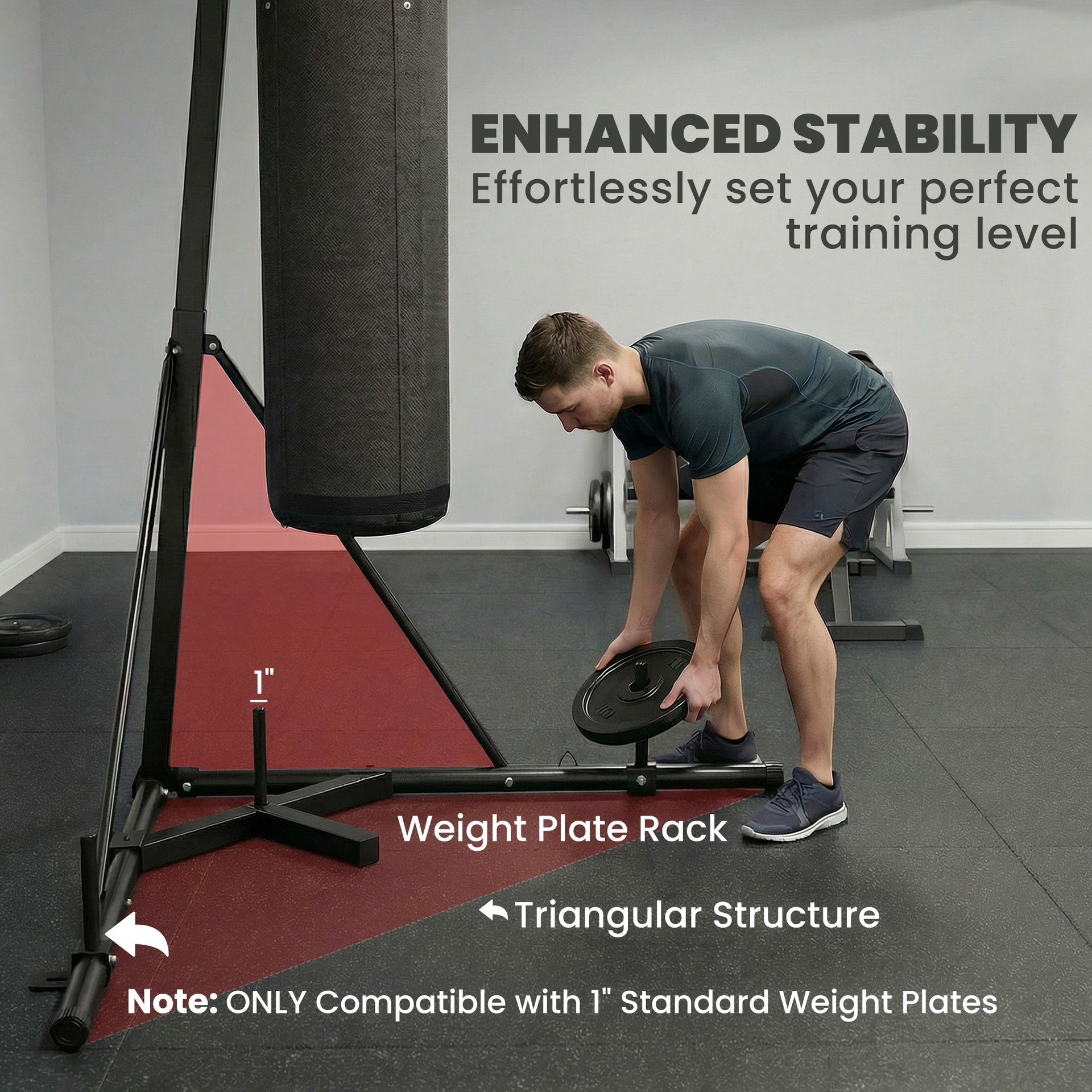 Soozier Punching Bag with Stand for Adults, 72.8"-90.9" Height Adjustable Freestanding Boxing Stand with Canvas Sandbag, Black