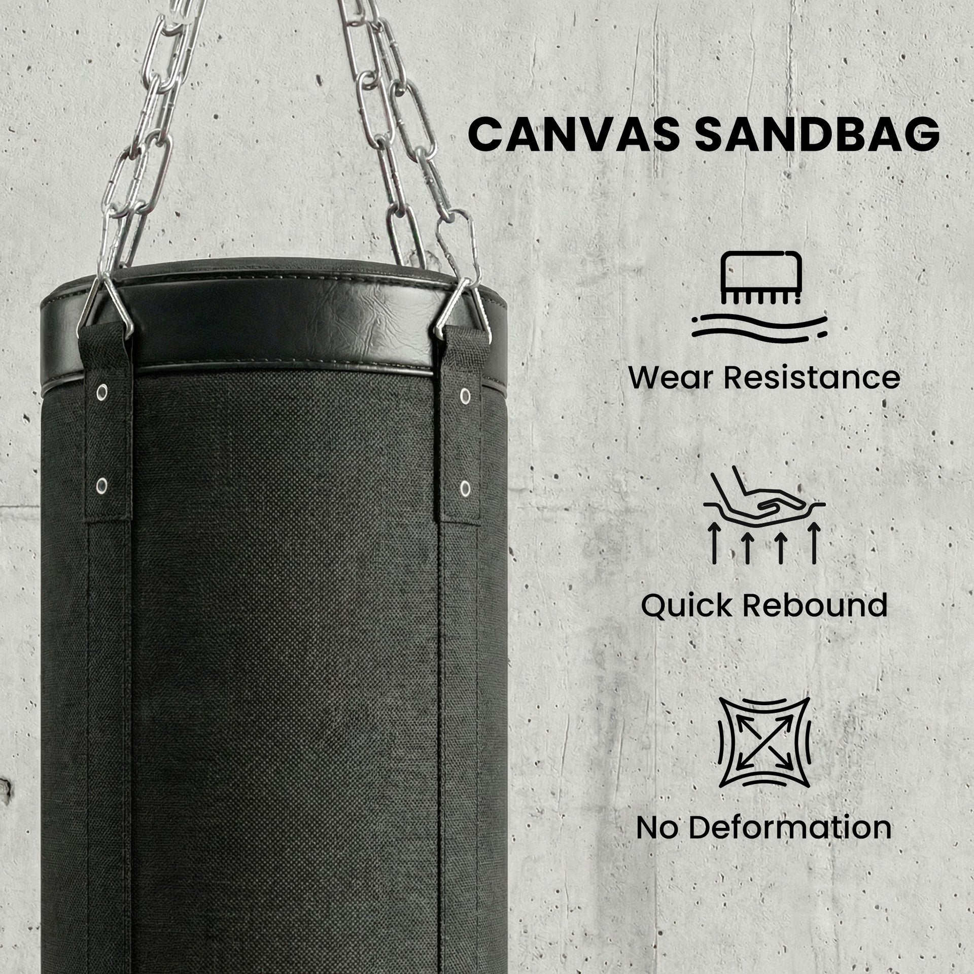 Soozier Punching Bag with Stand for Adults, 72.8"-90.9" Height Adjustable Freestanding Boxing Stand with Canvas Sandbag, Black