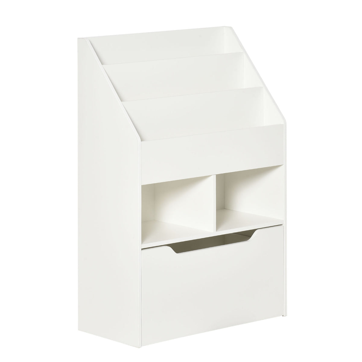 HOMCOM Kids Bookcase Multi-Shelf Book Rack with Mobile Drawer for Books, Toys, White