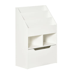 HOMCOM Kids Bookcase Multi-Shelf Book Rack with Mobile Drawer for Books, Toys, White