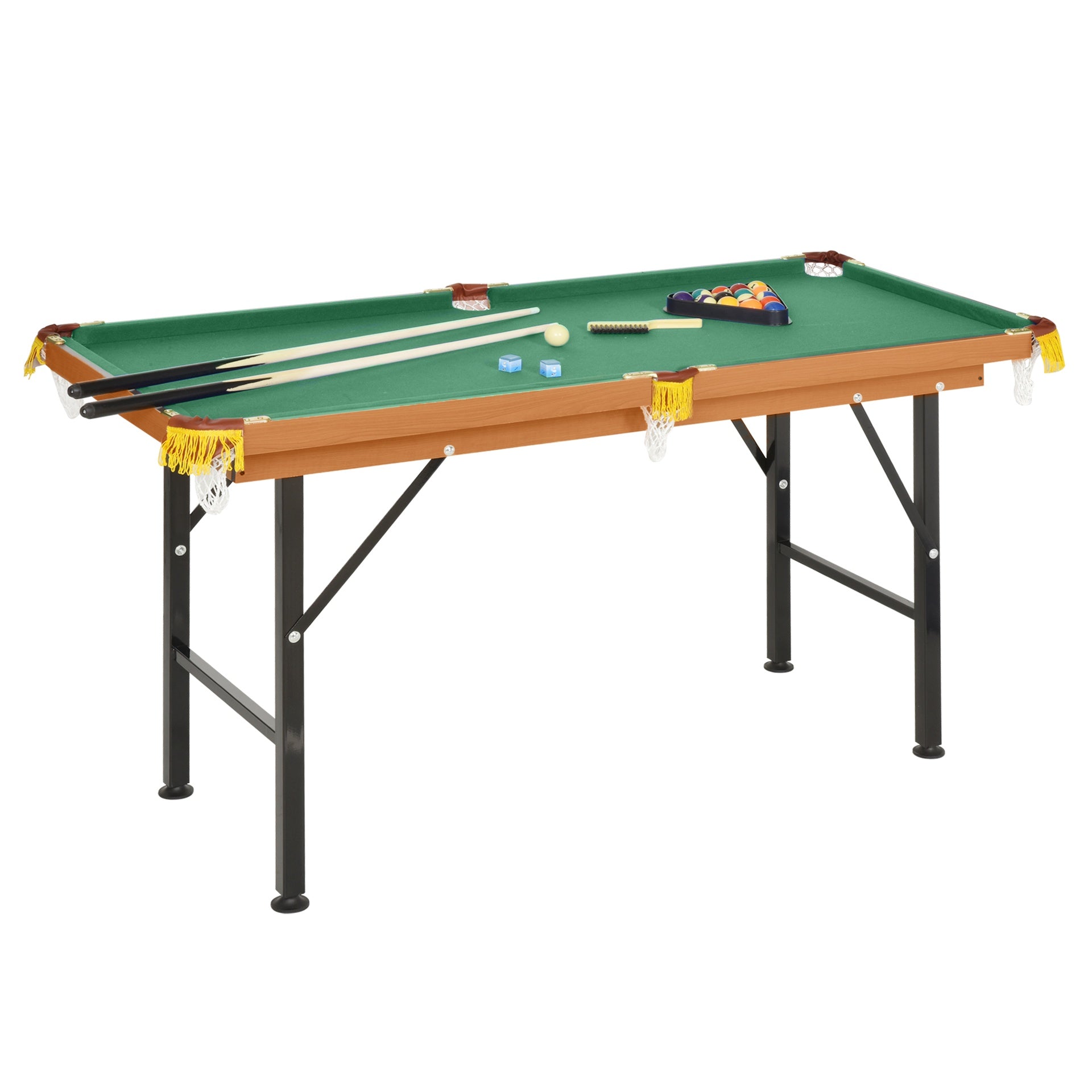 Soozier 55'' Portable Folding Billiards Table Game Pool Table for Whole Family Number Use With Cues, Ball, Rack, Green