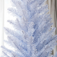 HOMCOM 8ft Unlit Pencil Artificial Christmas Tree with Realistic Branches and 618 Tips, Plastic Base, White
