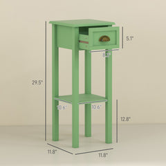 HOMCOM 2-Tier Side Table with Drawer and Shelf, End Table for Living Room and Hallway, Green