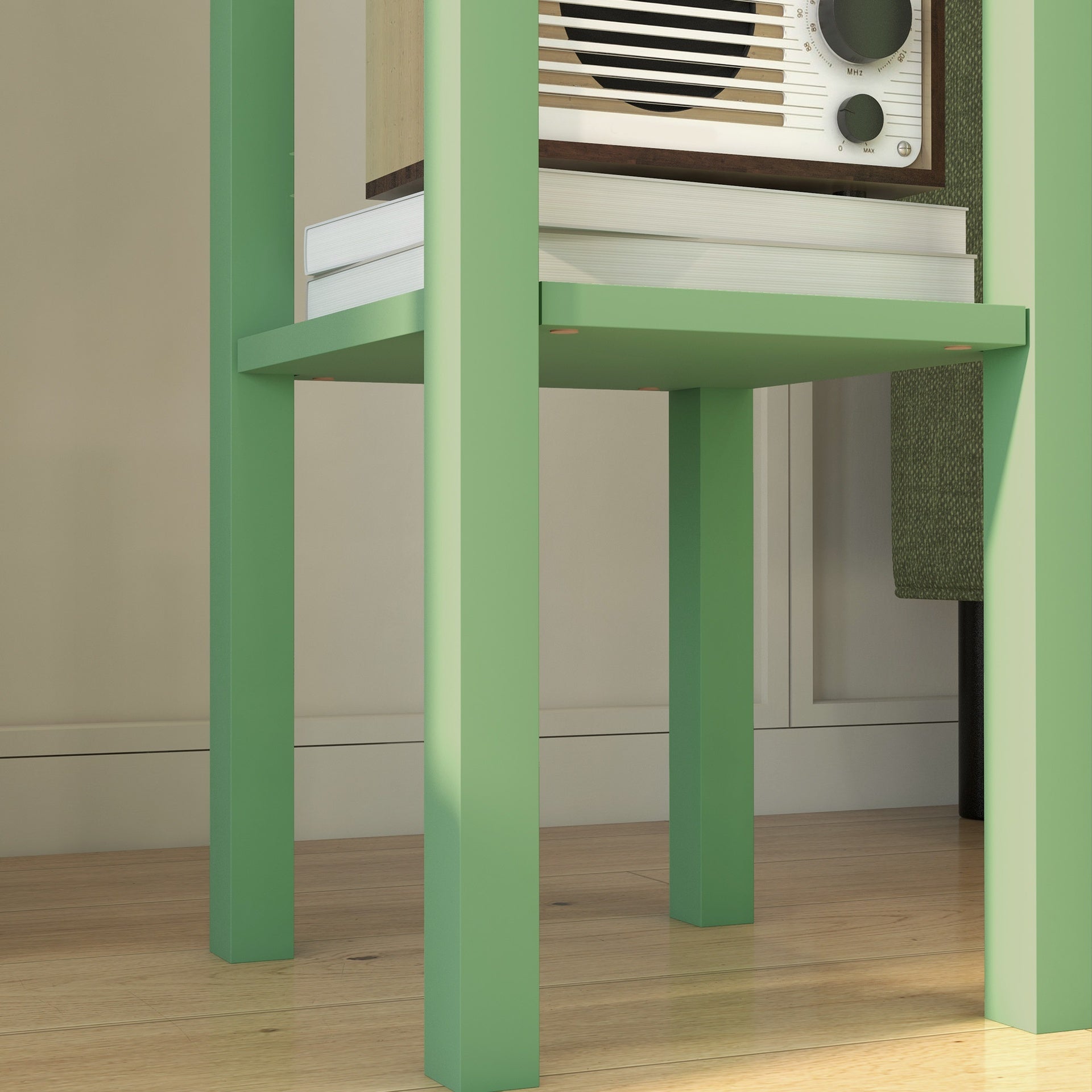 HOMCOM 2-Tier Side Table with Drawer and Shelf, End Table for Living Room and Hallway, Green
