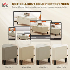 HOMCOM 36" Ottoman with Storage, Storage Ottoman Bench with Lift Top and Rubberwood Legs, Linen Upholstered Entryway Seat with for Living Room, Bedroom, Holds up to 330 lb, Beige