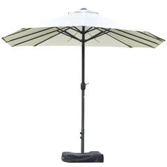 Outsunny Patio Umbrella 15' Steel Rectangular Outdoor Double Sided Market with base, UV Sun Protection & Easy Crank for Deck Pool Patio, Beige
