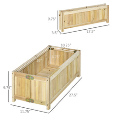 Outsunny Foldable Raised Garden Bed, Wooden Planter Box, Herb Garden Planter with Drainage Holes, for Backyard, Patio to Grow Vegetables, Herbs, and Flowers, 27.6" x 11.6" x 9.8"