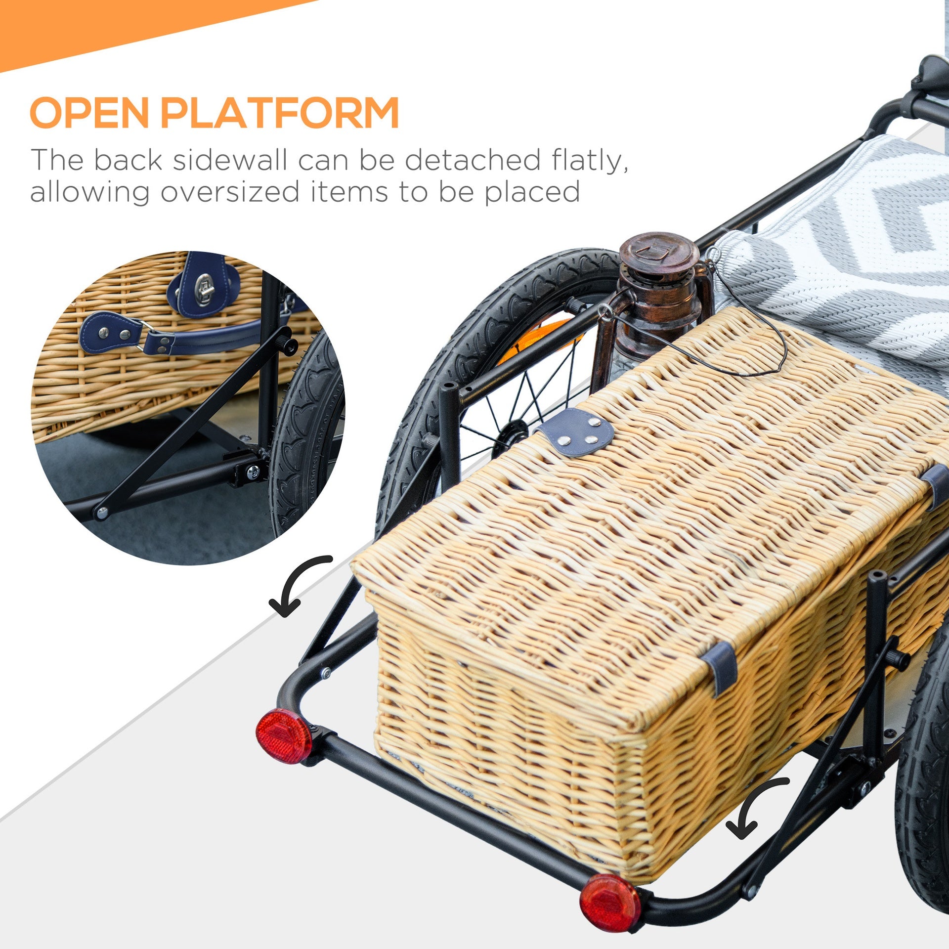 Aosom Trailer for Bike, Bicycle Cargo Trailer with Removable Storage Box, No Bottom