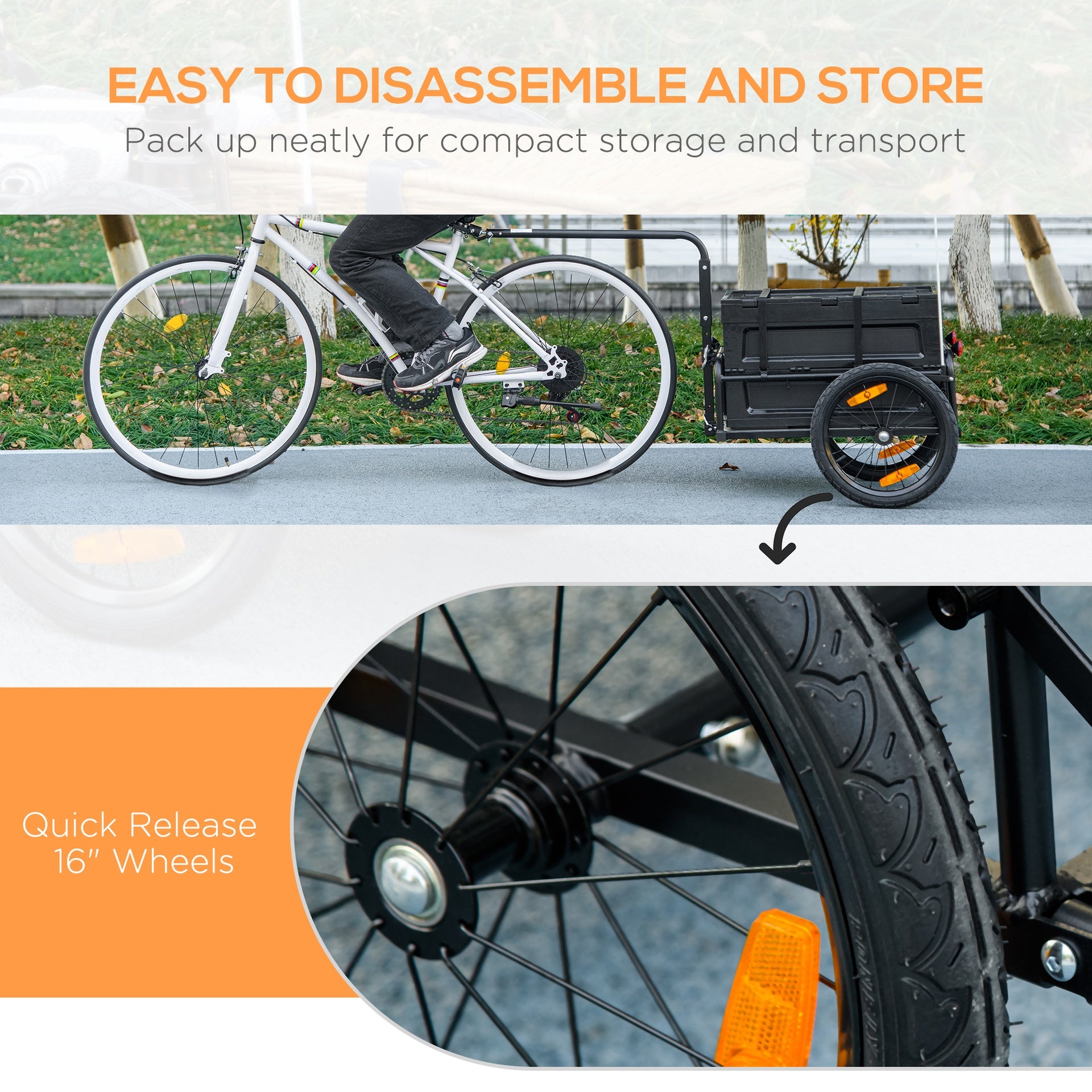 Aosom Trailer for Bike, Bicycle Cargo Trailer with Removable Storage Box, No Bottom