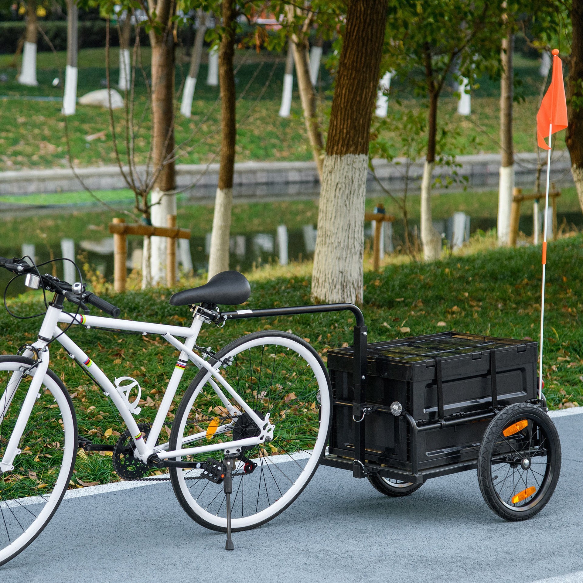 Aosom Trailer for Bike, Bicycle Cargo Trailer with Removable Storage Box, No Bottom