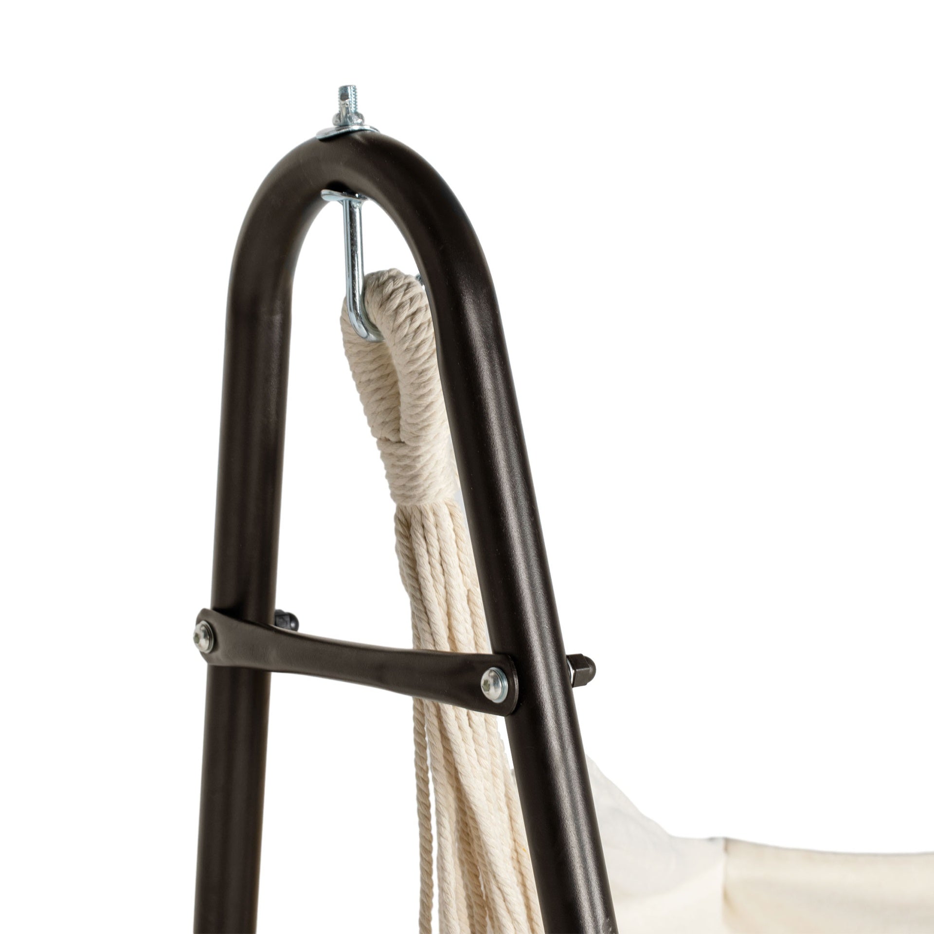 Outsunny Hammock Chair with U Shape Stand, Hammock Swing Chair with A Side Pocket, Brown & Cream White