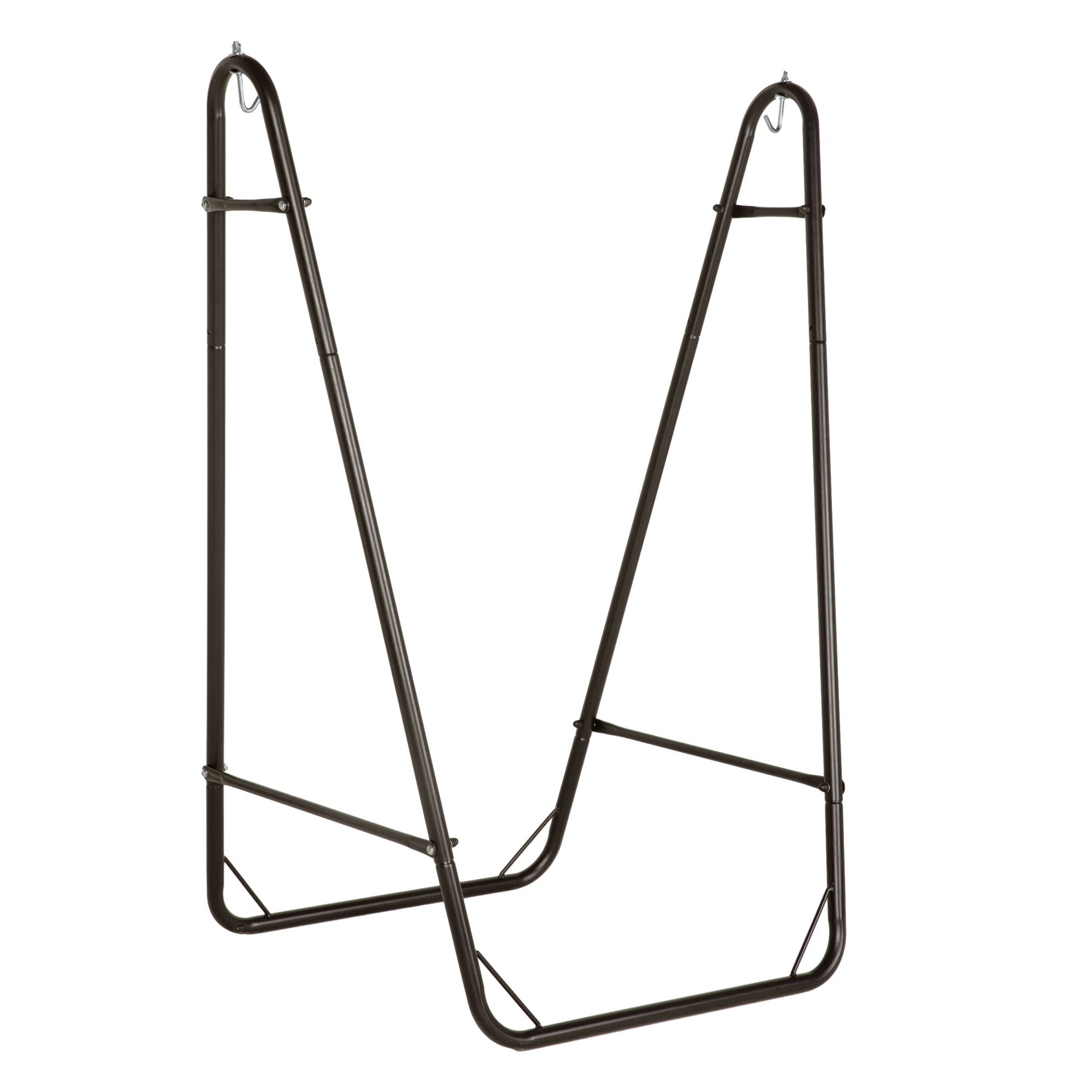 Outsunny Hammock Chair with U Shape Stand, Hammock Swing Chair with A Side Pocket, Brown & Cream White