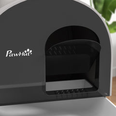 PawHut Cat Litter Box with Lid with Scoop and Filter, Light Gray