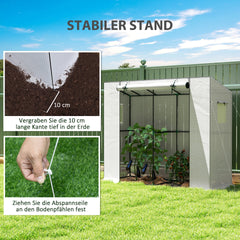 Outsunny Walk-in Portable Greenhouse Small Greenhouse for Outdoors with UV-resistant PE Cover, 6.6' x 2.5' x 5.6' White