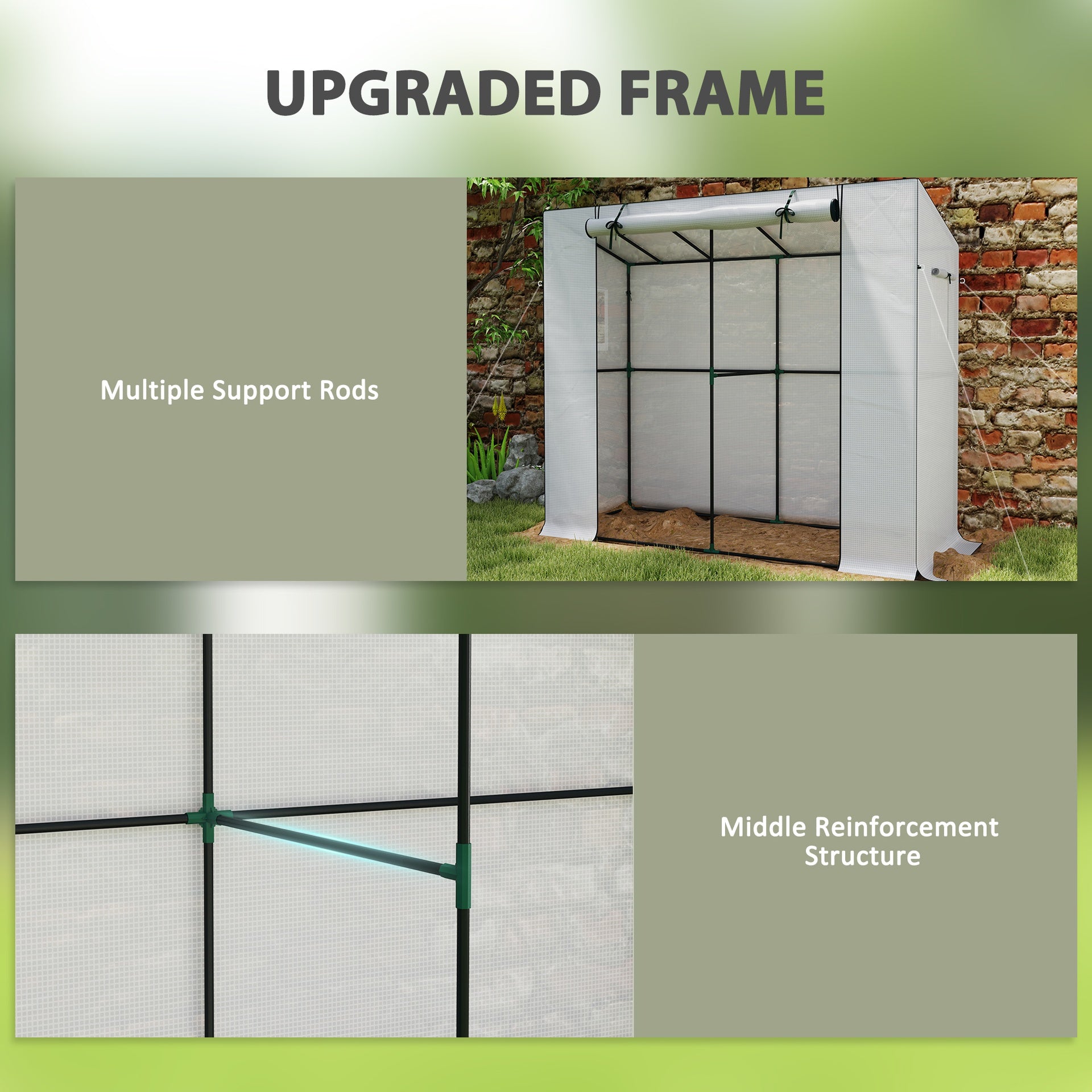 Outsunny Walk-in Portable Greenhouse Small Greenhouse for Outdoors with UV-resistant PE Cover, 6.6' x 2.5' x 5.6' White
