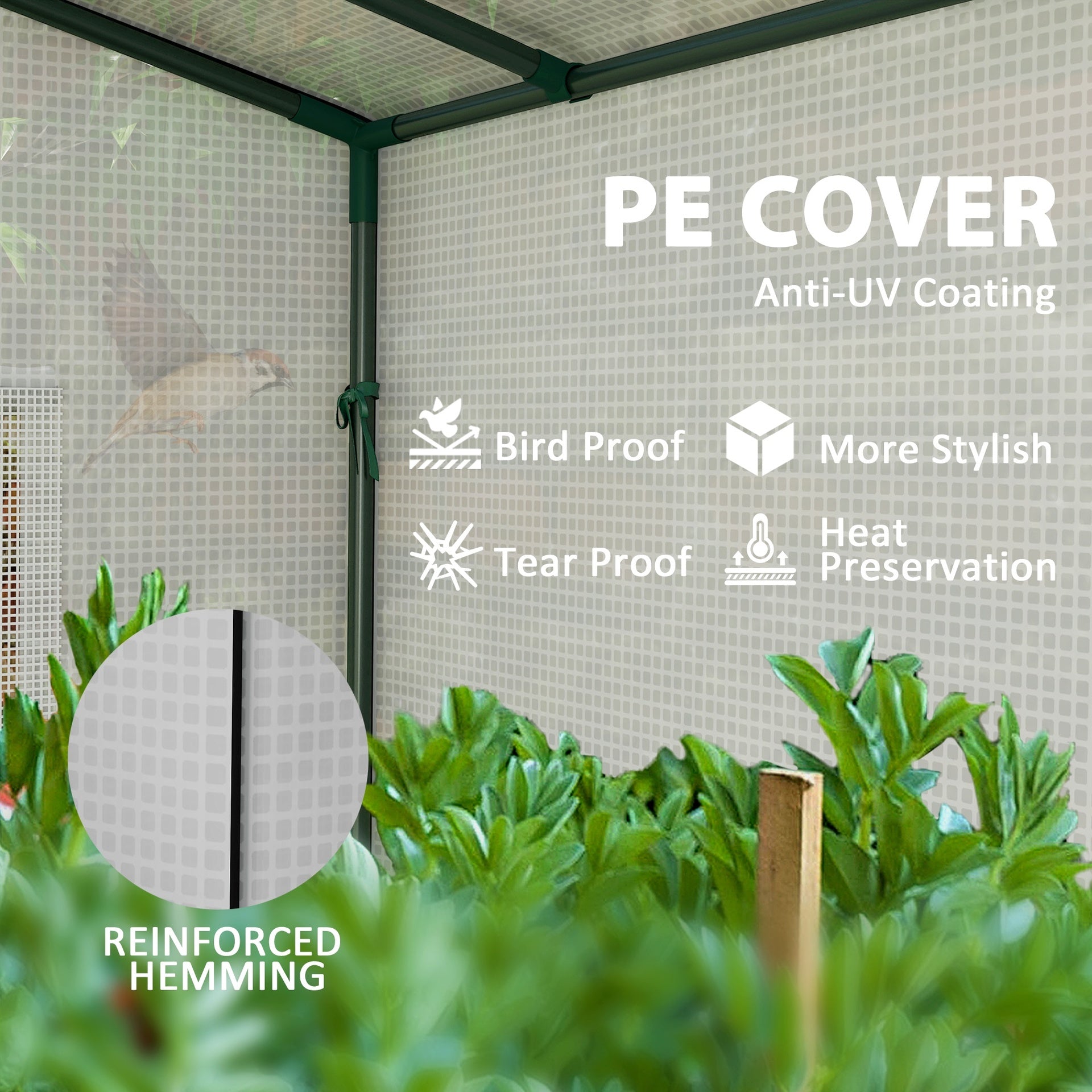 Outsunny Walk-in Portable Greenhouse Small Greenhouse for Outdoors with UV-resistant PE Cover, 6.6' x 2.5' x 5.6' White