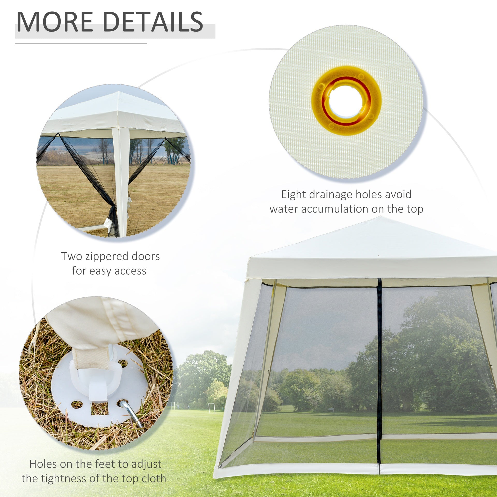 Outsunny 10'x10' Outdoor Party Tent Canopy with Mesh Sidewalls, Patio Gazebo Sun Shade Screen Shelter, Beige