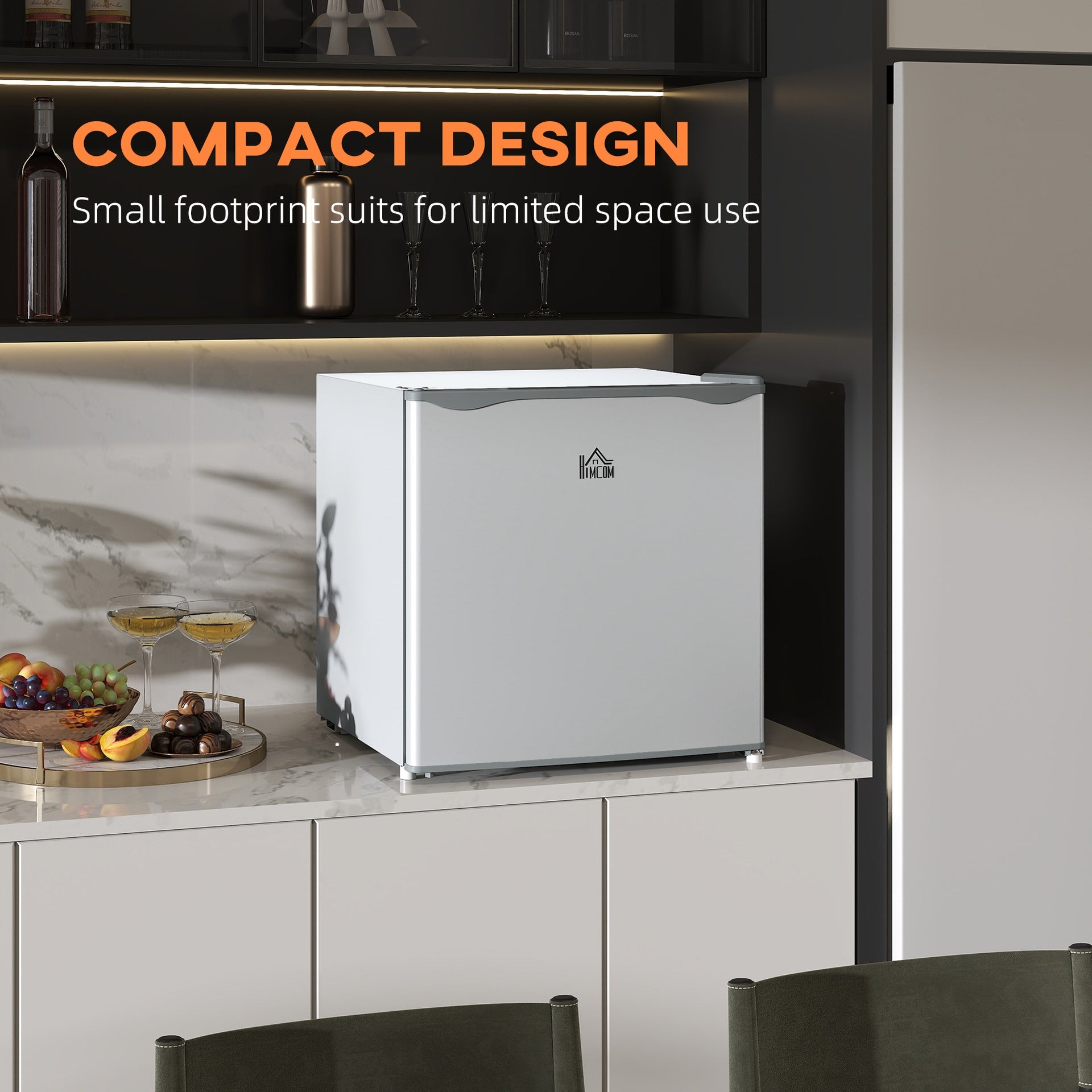HOMCOM 1.1 Cu.Ft Countertop Mini Freezer, Compact Upright Freezer with Removable Shelves, Gray