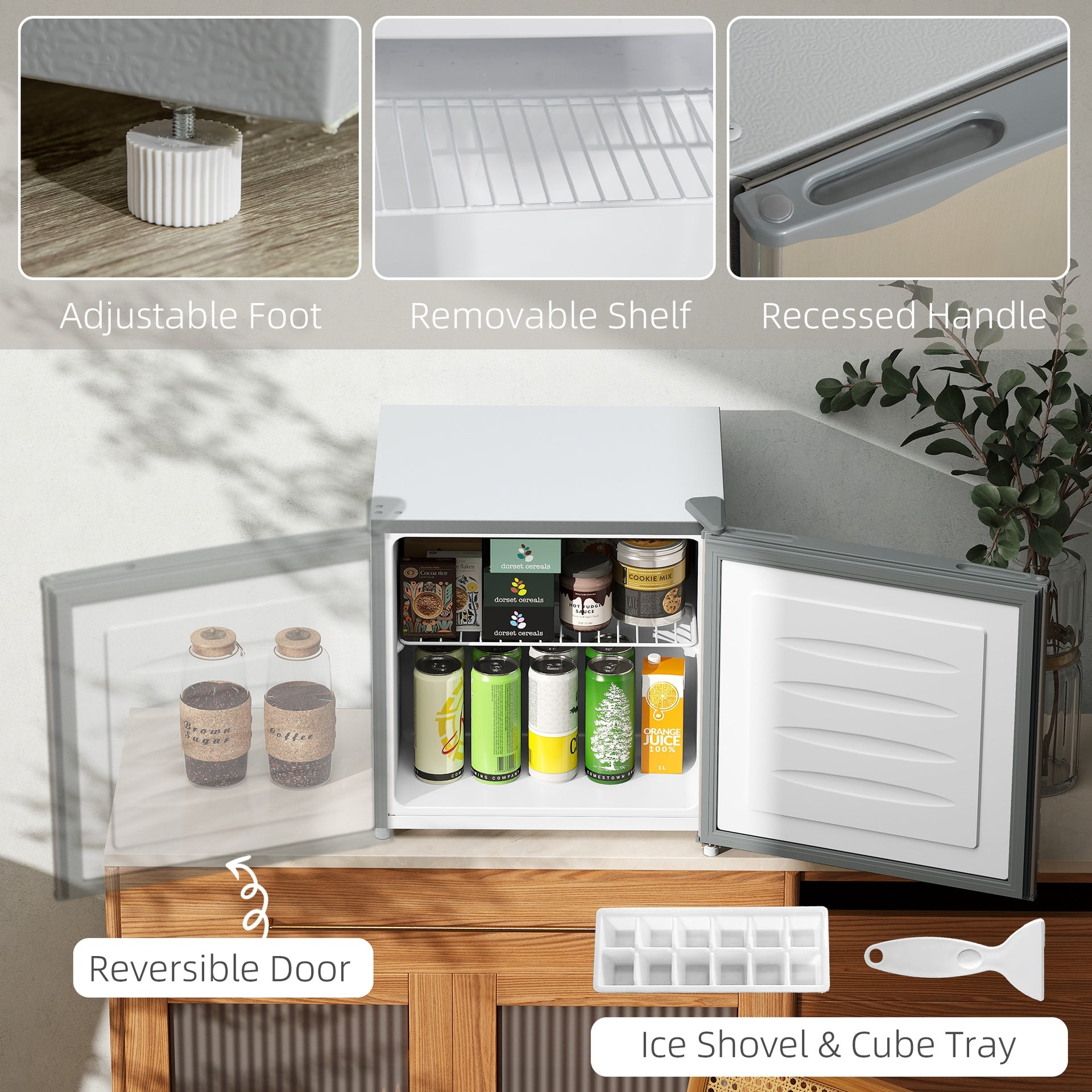 HOMCOM 1.1 Cu.Ft Countertop Mini Freezer, Compact Upright Freezer with Removable Shelves, Gray
