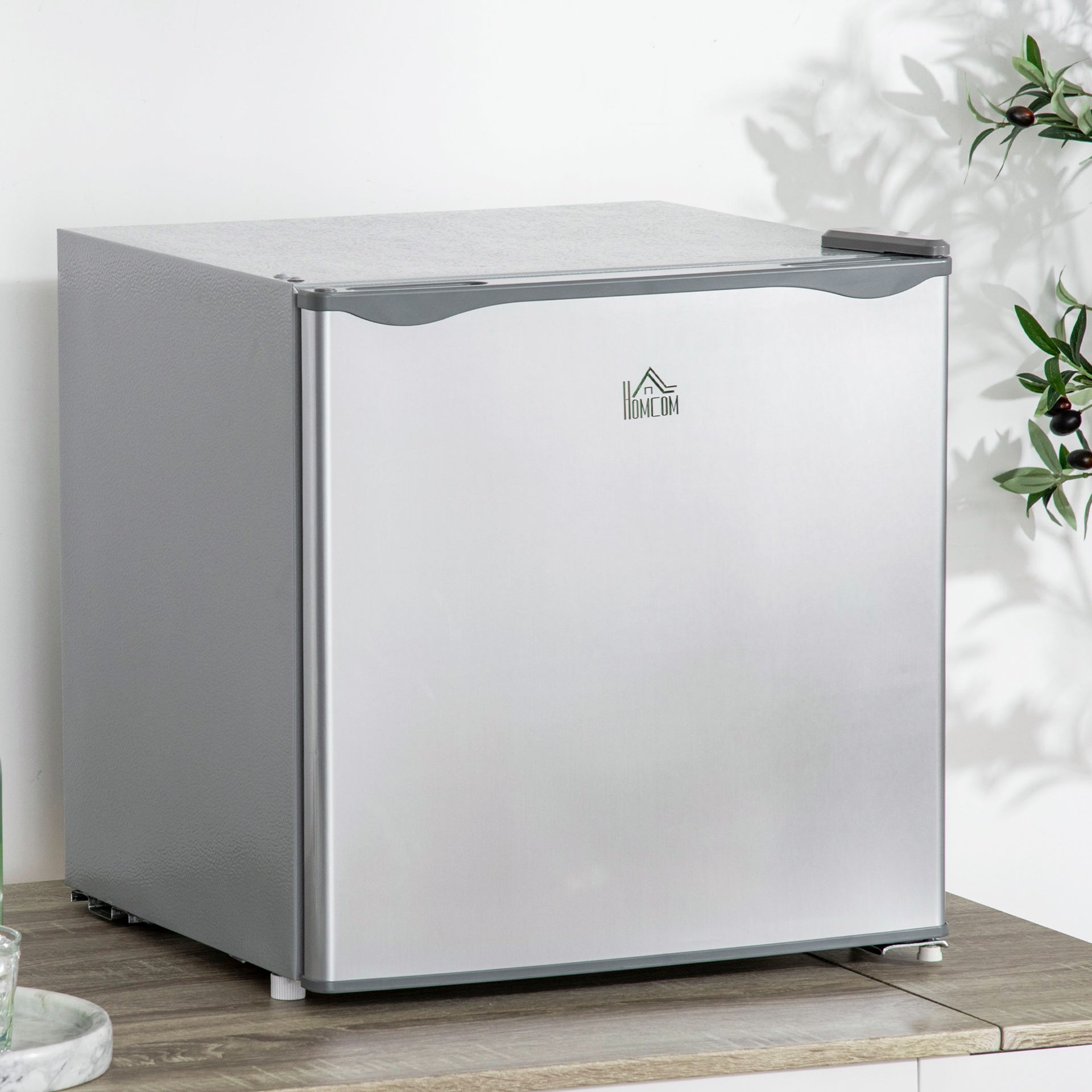 HOMCOM 1.1 Cu.Ft Countertop Mini Freezer, Compact Upright Freezer with Removable Shelves, Gray