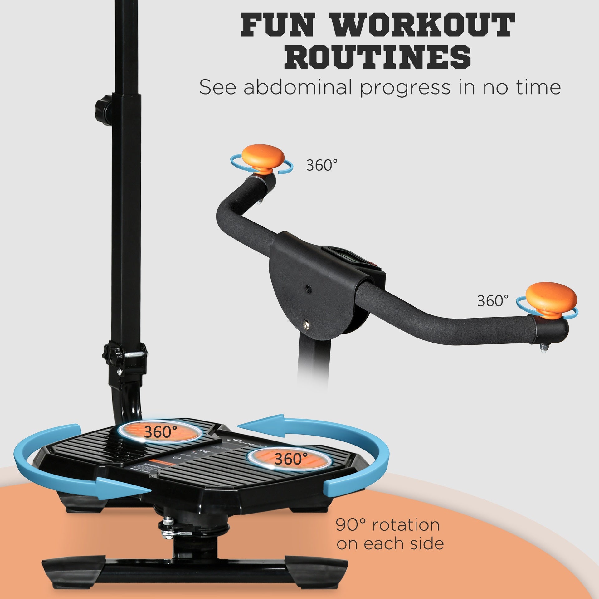 Soozier Foldable Ab Twister Board for Waist Trimming with LCD Display, Ab Workout Equipment for Women and Men, Orange