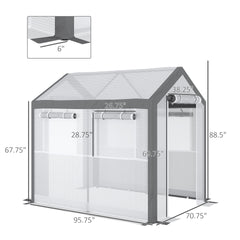 Outsunny Outdoor Walk-In Tunnel Greenhouse with Roll-up Windows, Zippered Mesh Door, & Weather Cover,  8' x 6' x 7.4'
