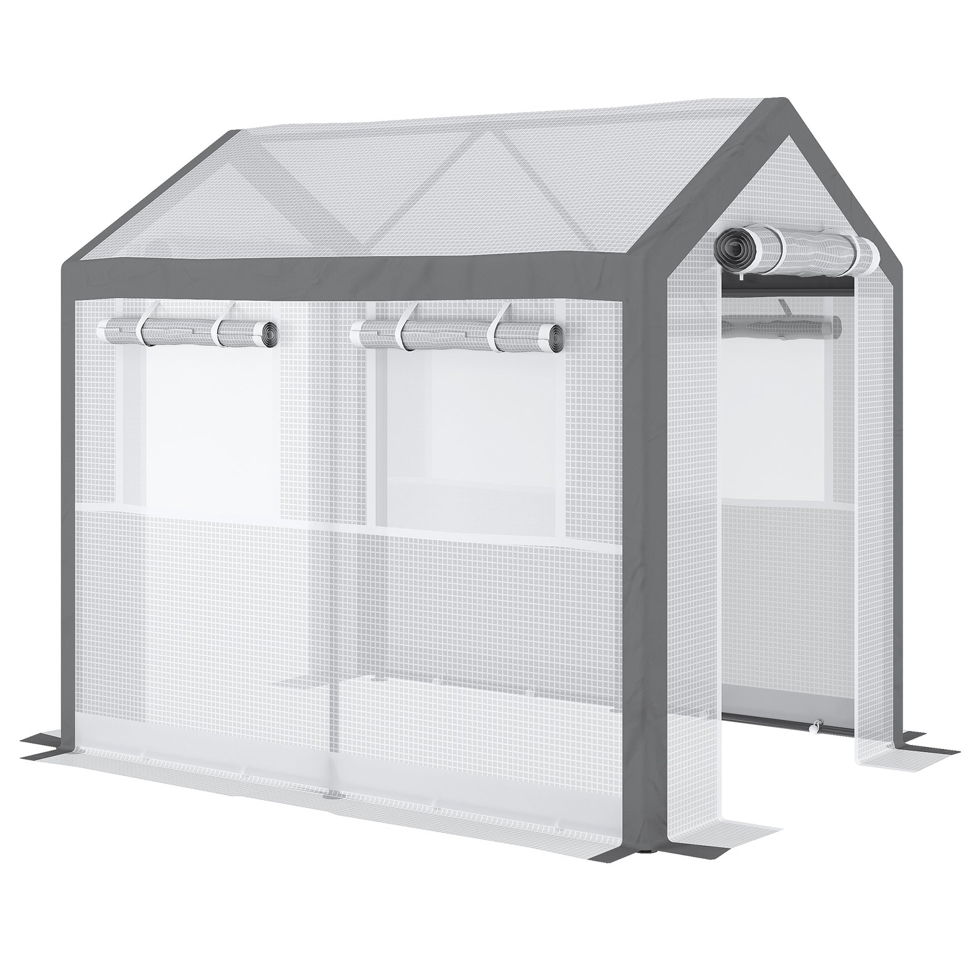 Outsunny Outdoor Walk-In Tunnel Greenhouse with Roll-up Windows, Zippered Mesh Door, & Weather Cover,  8' x 6' x 7.4'