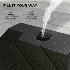 Outsunny Offset Umbrella Base Outdoor Umbrella Weights, 132 lb. Capacity Water or 176 lb. Capacity Sand, Black