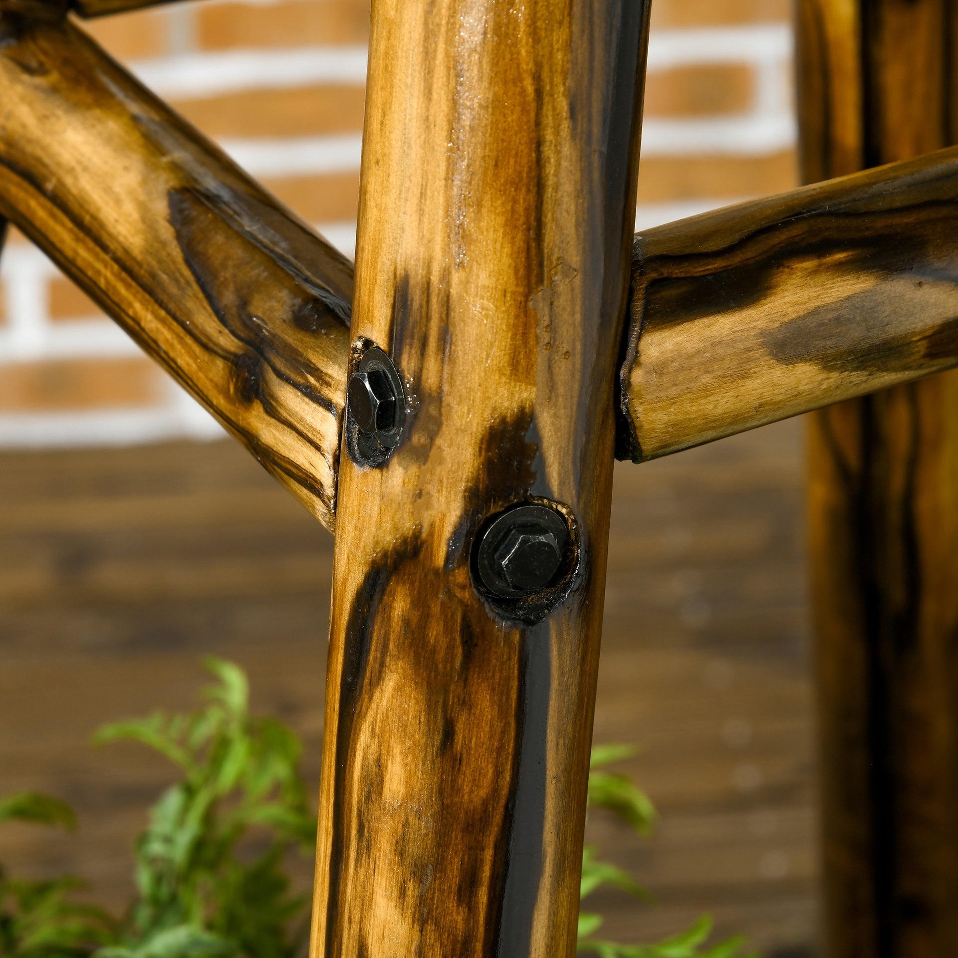 Outsunny Windmill Weather Vane, Wind Vane with Bottom Shelf, Steel Windmill Head, Stained Wood