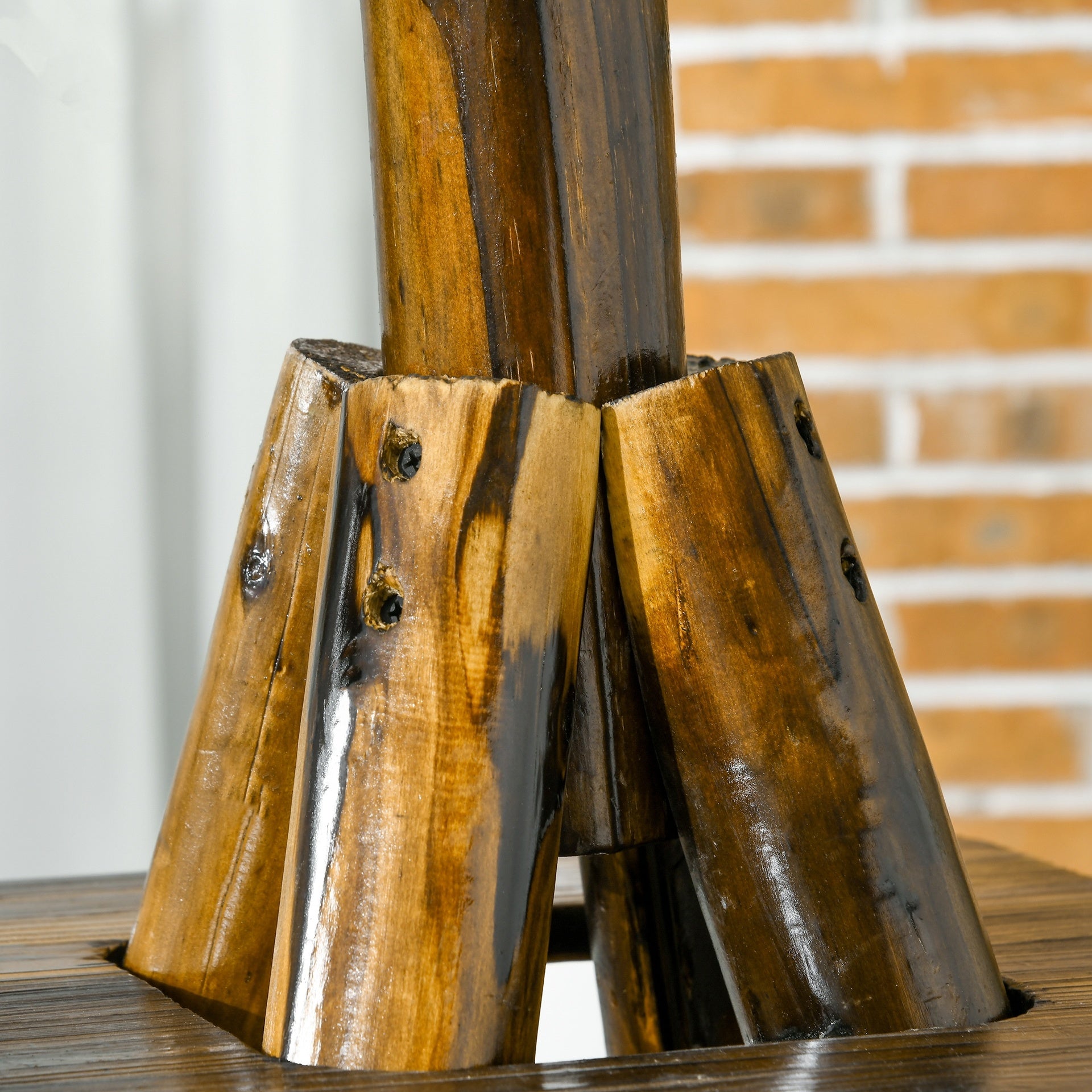 Outsunny Windmill Weather Vane, Wind Vane with Bottom Shelf, Steel Windmill Head, Stained Wood