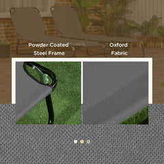 Outsunny 2 Pieces Pool Chaise Lounge Chairs, Folding Lounge Chairs with 5-Level Reclining Back, Steel Frame, Dark Gray