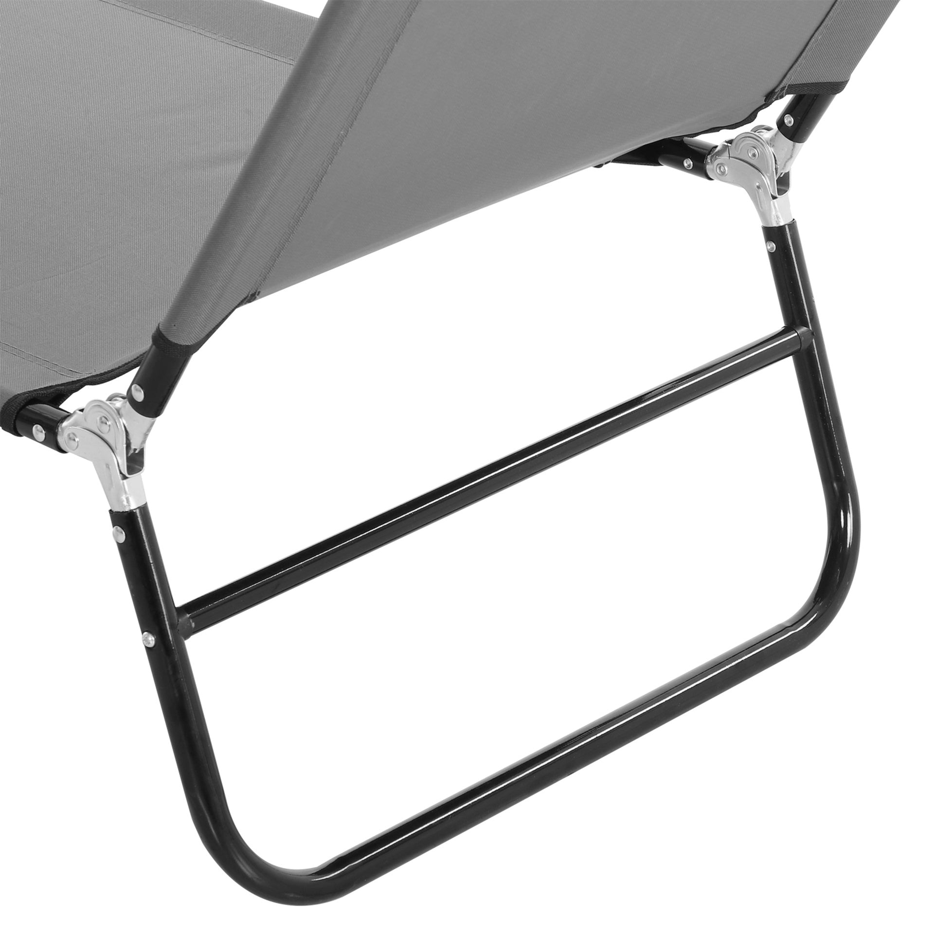 Outsunny 2 Pieces Pool Chaise Lounge Chairs, Folding Lounge Chairs with 5-Level Reclining Back, Steel Frame, Dark Gray
