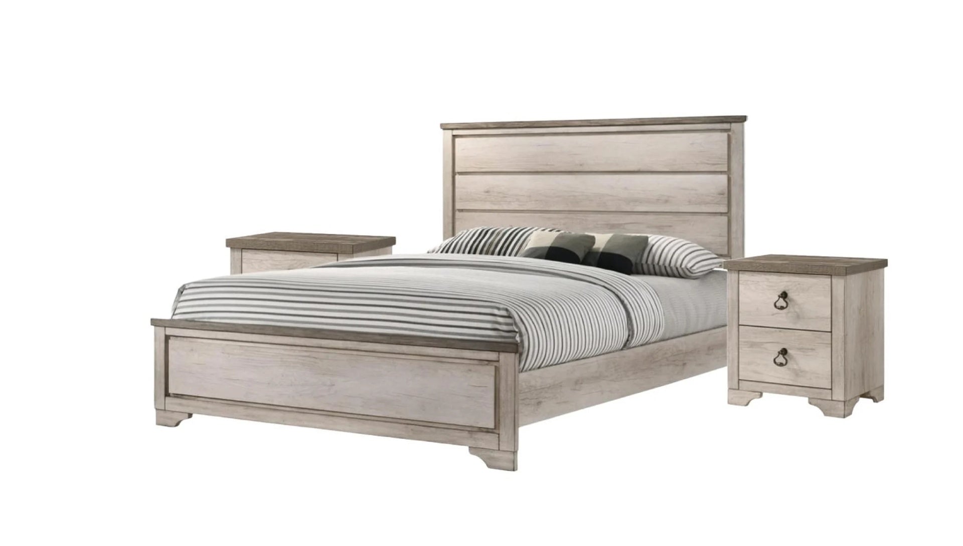 1pc Contemporary Cottage Queen Distressed Brown Panel Bed Charming Coastal Look Charming Rustic