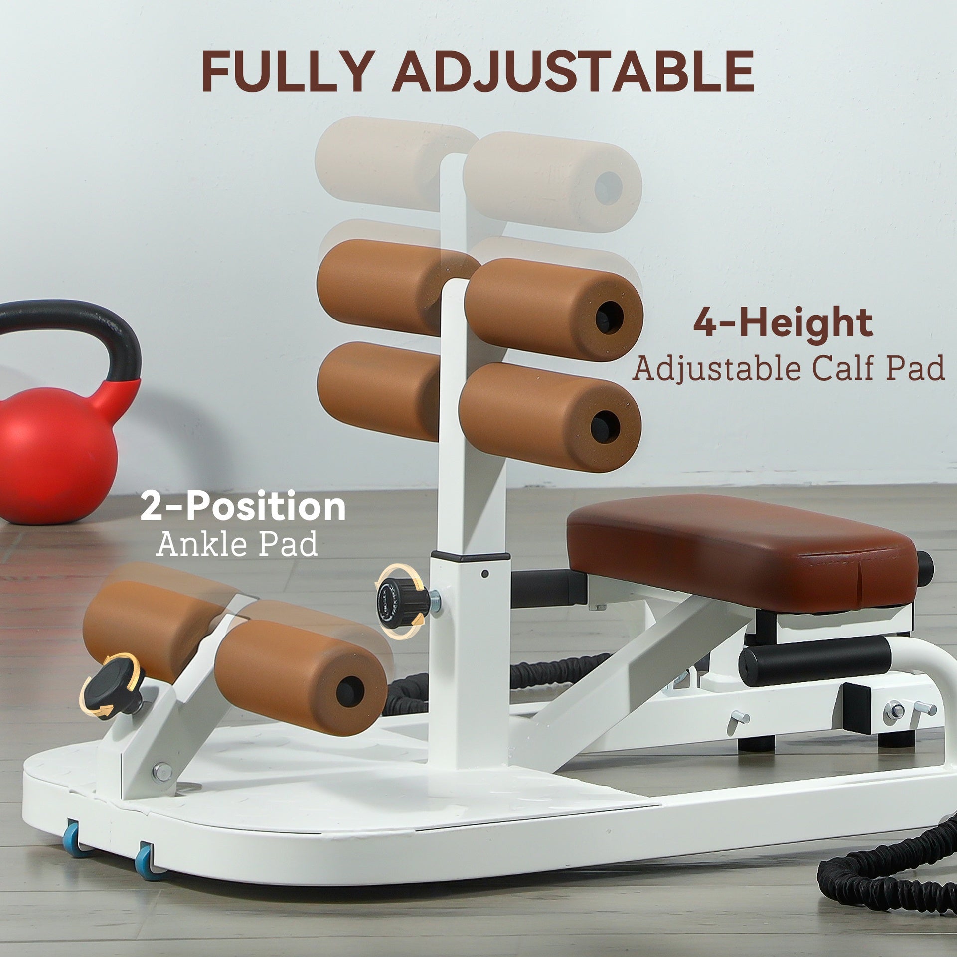 Soozier Foldable Sissy Squat Machine, Hip Thrust Machine with Push Up Stand, Multipurpose Glute Workout Equipment, White