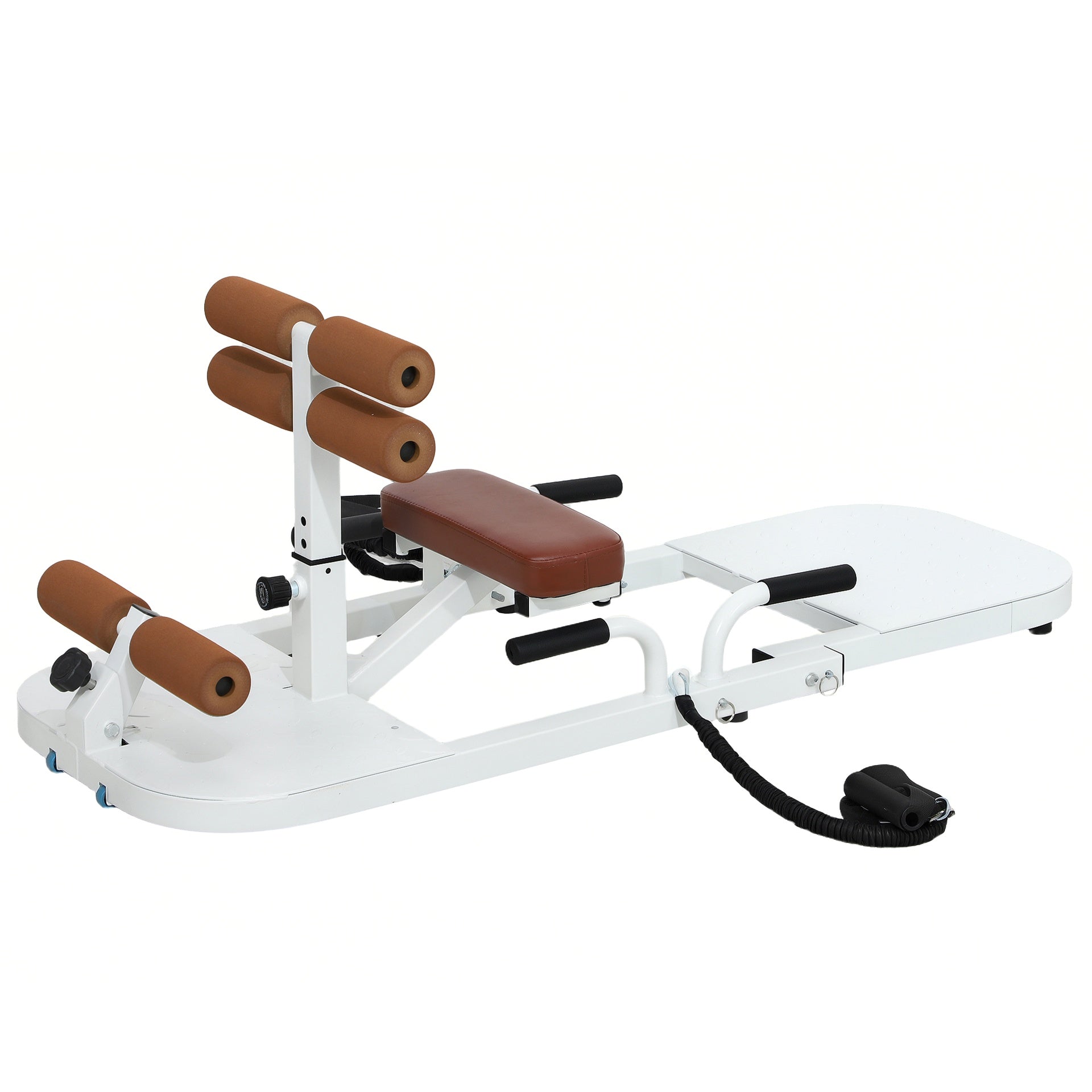 Soozier Foldable Sissy Squat Machine, Hip Thrust Machine with Push Up Stand, Multipurpose Glute Workout Equipment, White