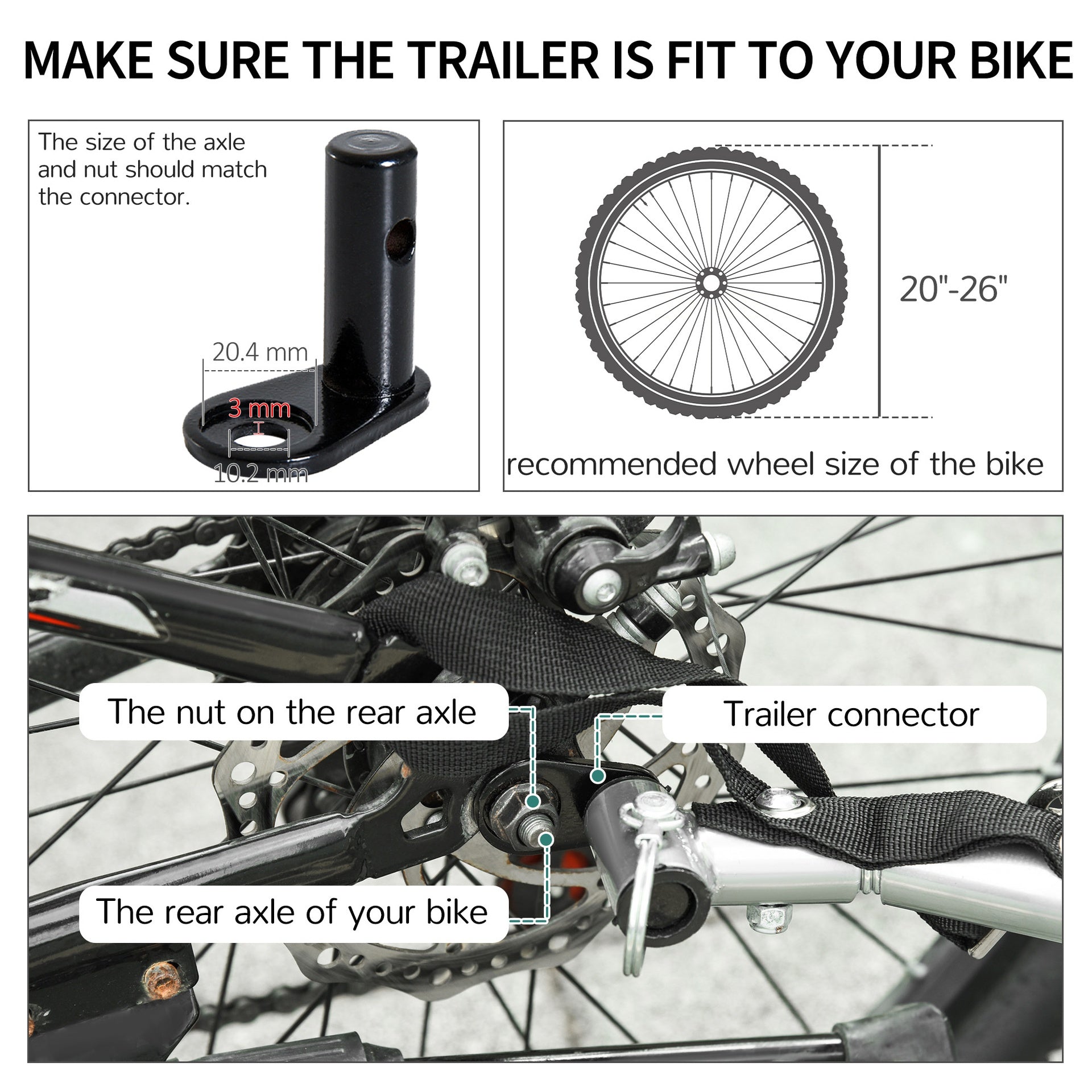 Aosom Bicycle Cargo Trailer, Two-Wheel Bike Luggage Wagon Trailer with Removable Cover, Fits 20" - 26" Bicycle Wheels, Yellow